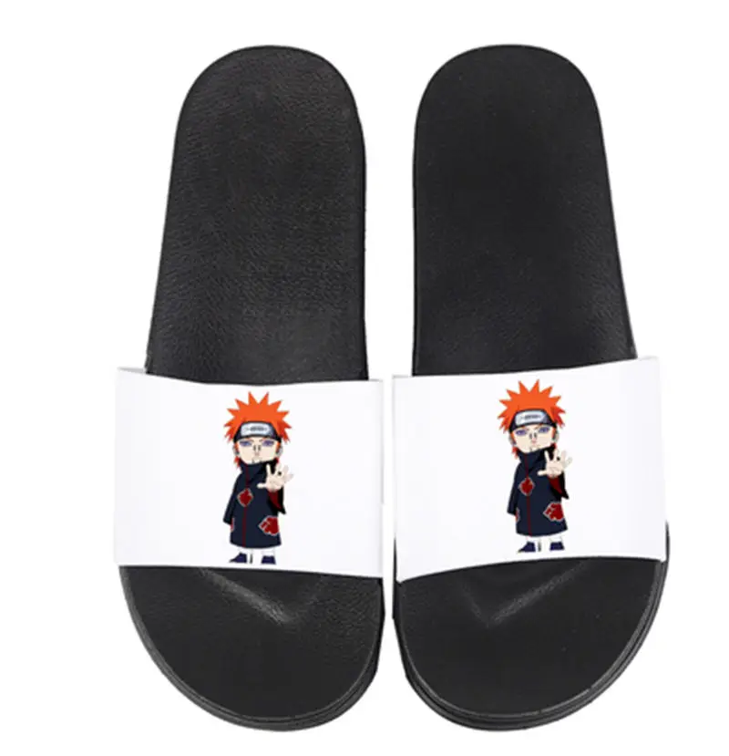 Домашние тапочки с принтом Аниме Наруто Саске Какаши; Мужская и женская обувь на плоской подошве для костюмированной вечеринки; Повседневная летняя нескользящая обувь унисекс - Цвет: 24