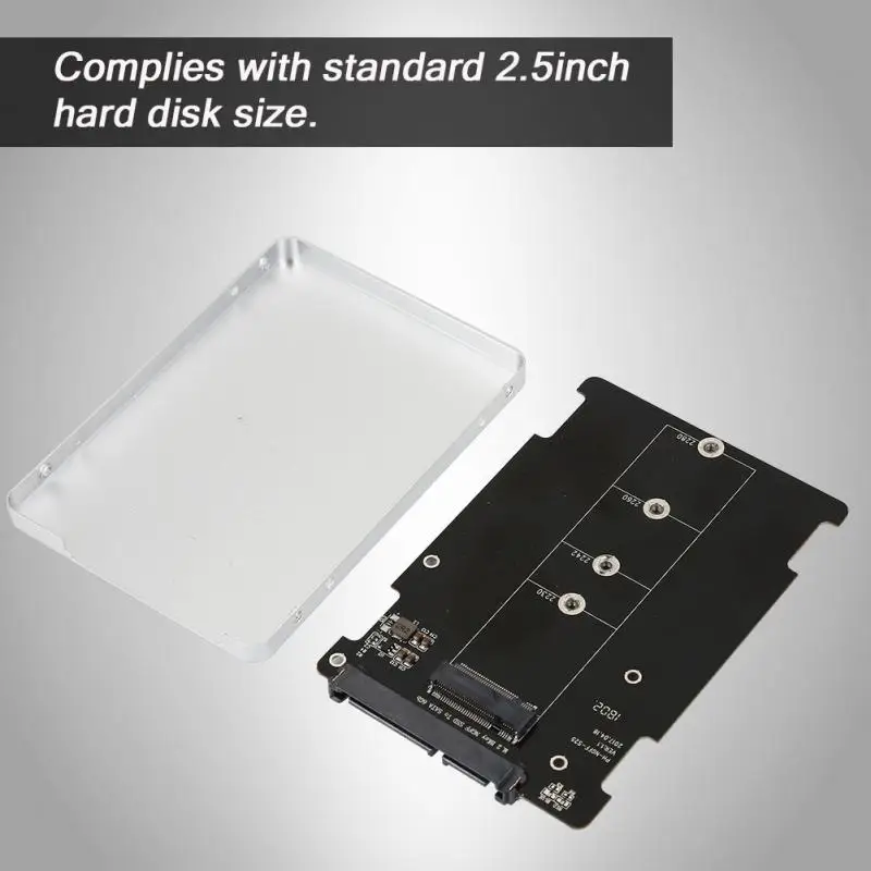 M.2 NGFF SATA SSD до 2 5 дюймов адаптер карты Серебряный внешний корпус алюминий высокое