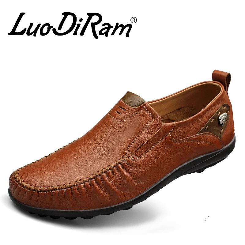 Бренд LuoDiRam ручной работы Повседневное мужские туфли на плоской подошве из