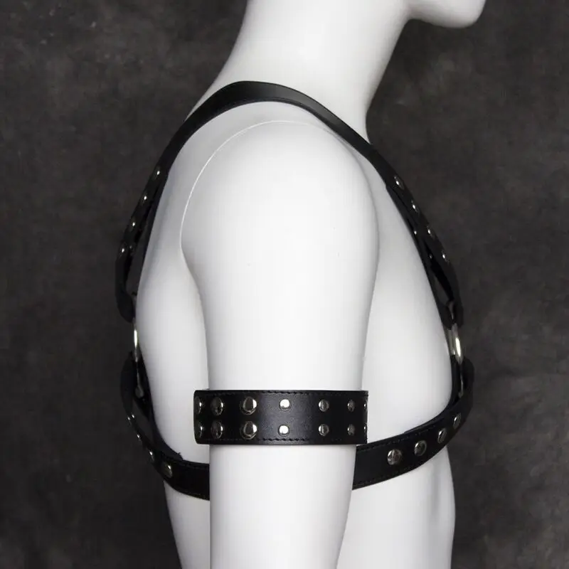 Мужской регулируемый кожаный ремень Клубная одежда сексуальные костюмы грудь