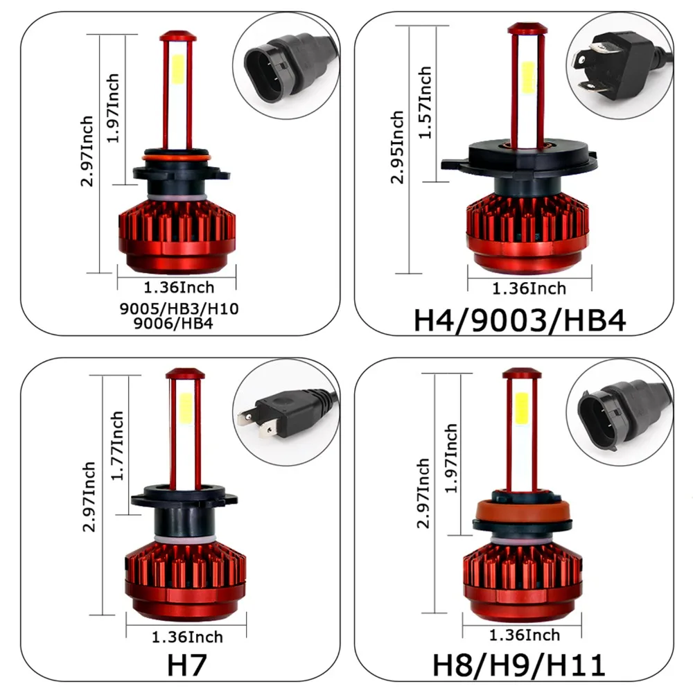 

LVTUSI 2pcs H7 LED Car Headlight H11 9005 9006 H4 HB4 HB3 8000lm White LED Light Auto Light Lamp 12V For All Car BE