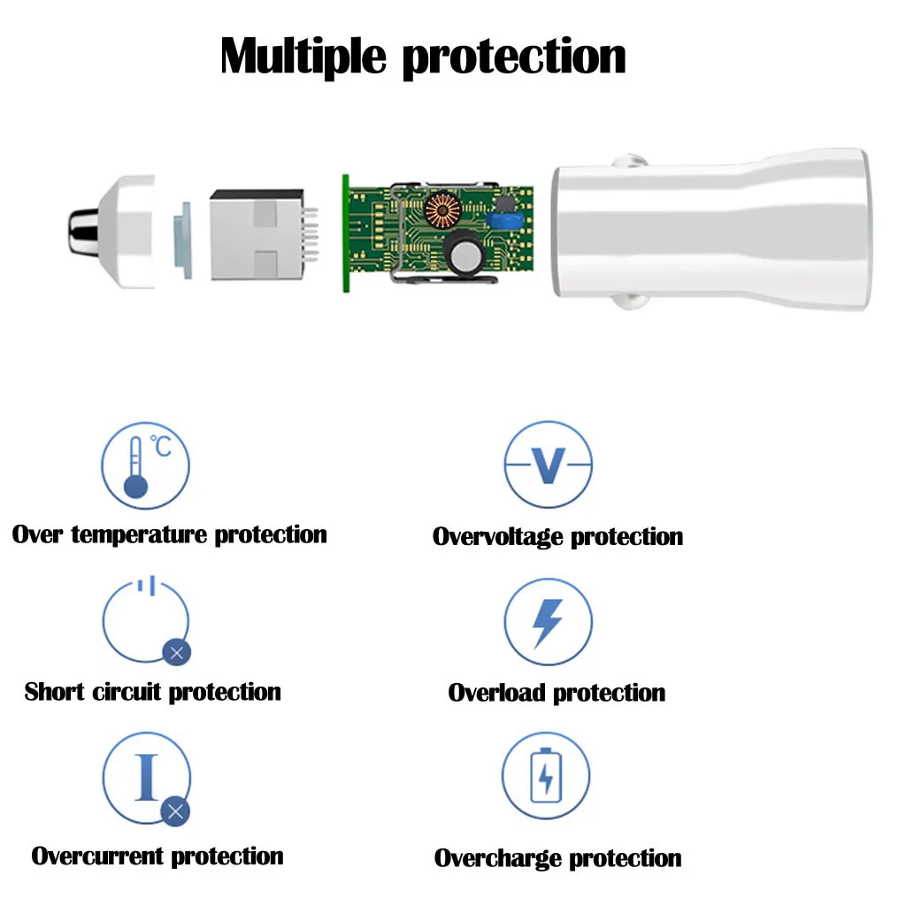 3.1A 5V Dual USB Автомобильное зарядное устройство со светодиодным дисплеем