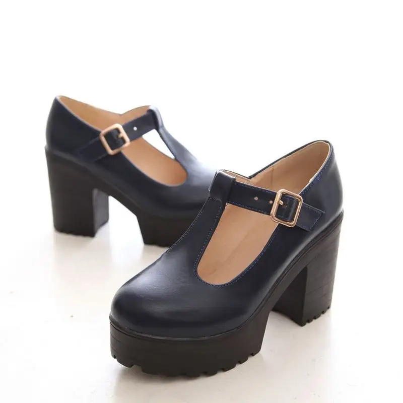 Женские туфли CoolCept с пряжкой пикантные однотонные туфли-лодочки на толстом
