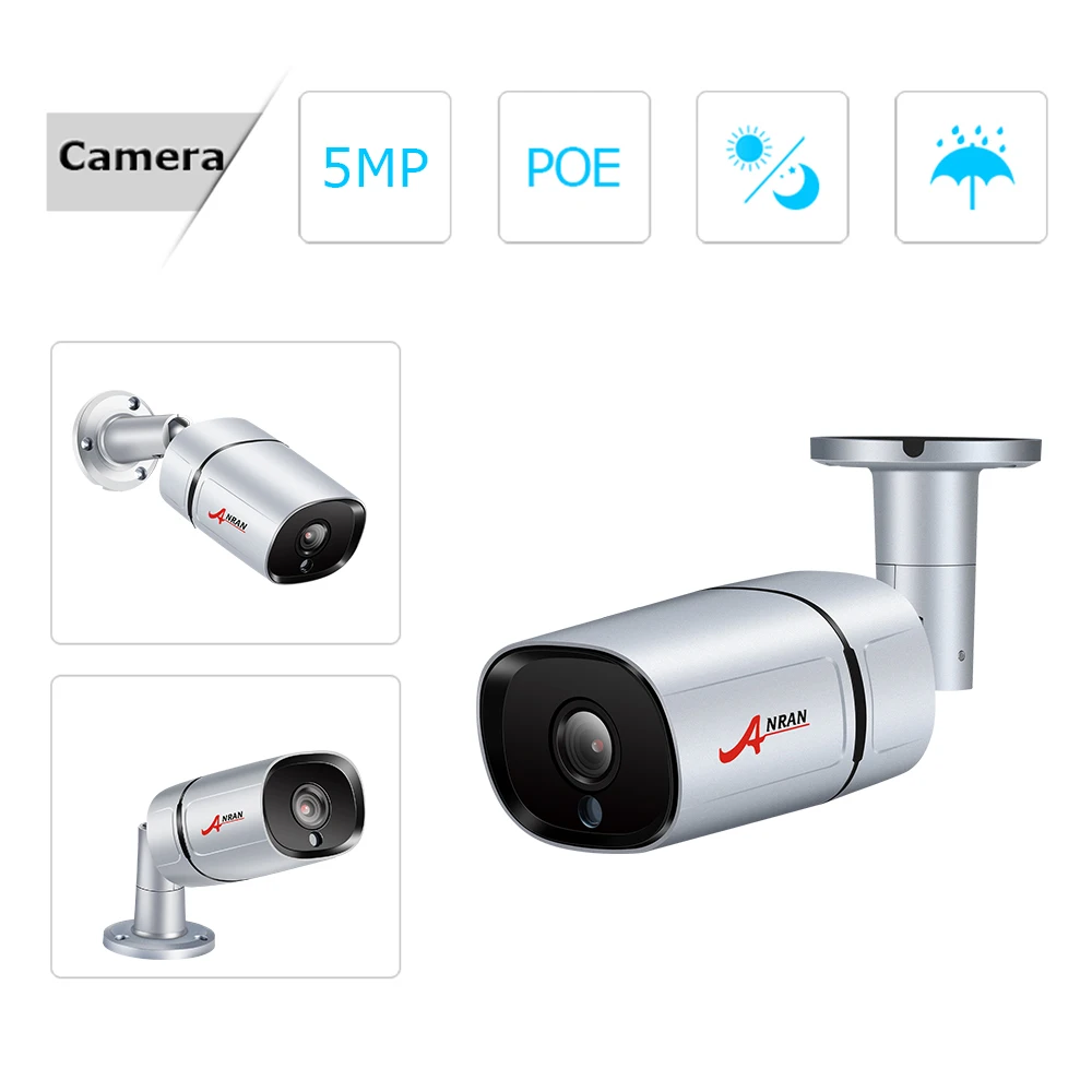 ANRAN 5MP 8 канального наблюдения комплекты POE Электронная почта оповещения Onvif