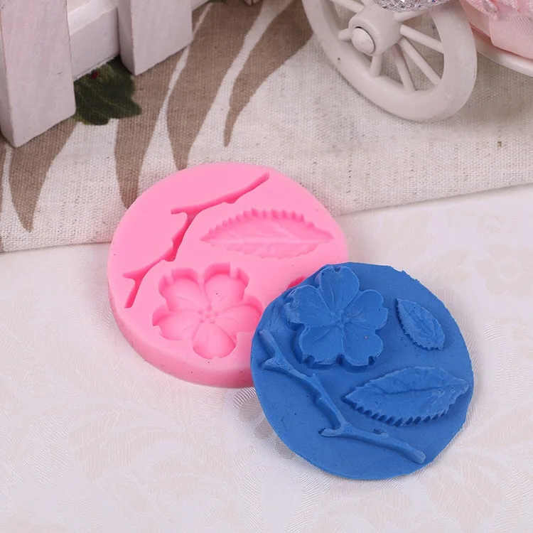 1PC Silicone Fondant Cake Mold Plum Blossom Branch Leaves Chocolate Sugar Mould Cookie Cutter DIY Decorating Tool LB 489 | Дом и сад