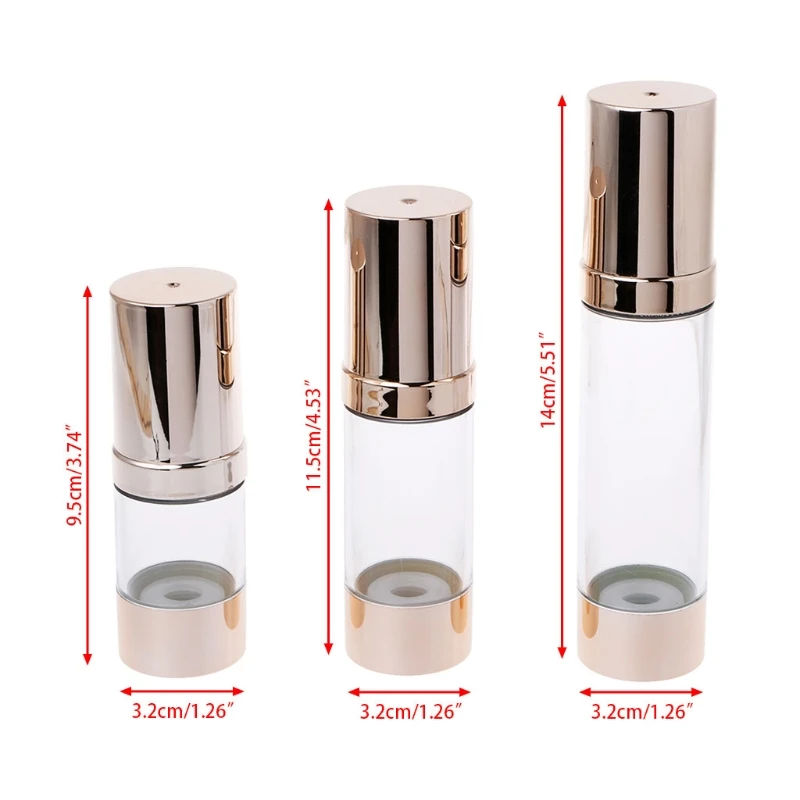

1 Set 15/30/50ML Empty Cosmetic Airless Bottle Plastic Treatment Pump Travel Bottles New Design
