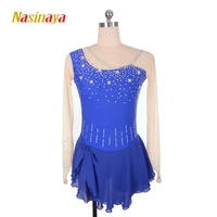figure skating dress customized competition ice skating skirt for girl women kids gymnastics performance blue 16 colors