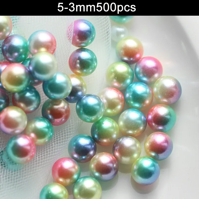5-3mm 500pcs Разноцветные Круглые бусины с имитацией жемчуга без отверстий, бусины для рукоделия, изготовление для женщин, магазин - Цвет: 5-3mm 500pcs