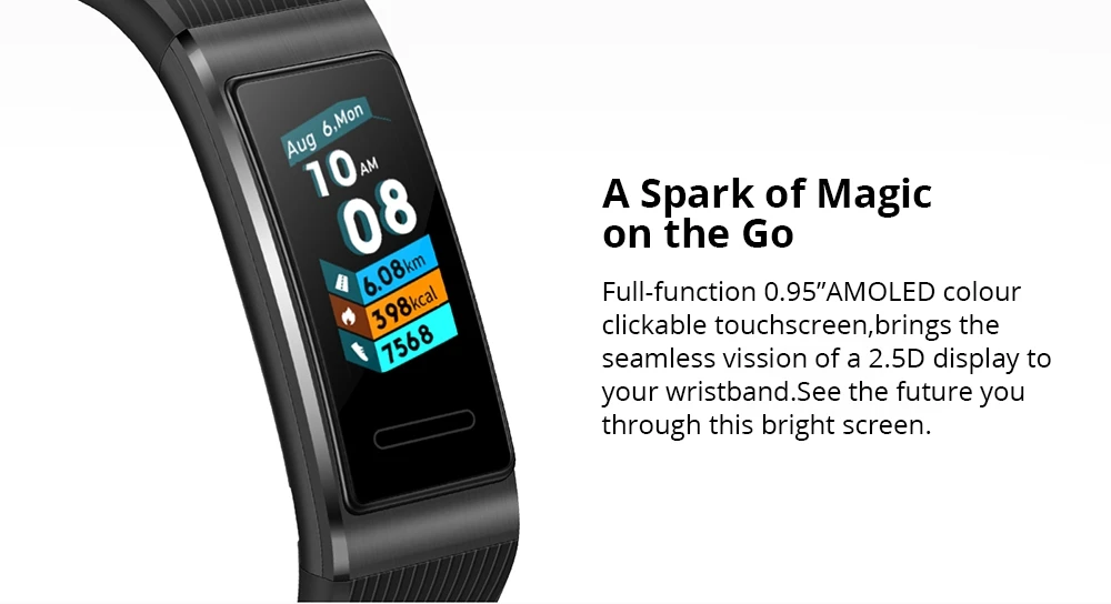 Huawei Band 3 Pro gps Amoled 0,95 'Полноцветный Сенсорный Водонепроницаемый металлический браслет для плавания с датчиком сердечного ритма и сна