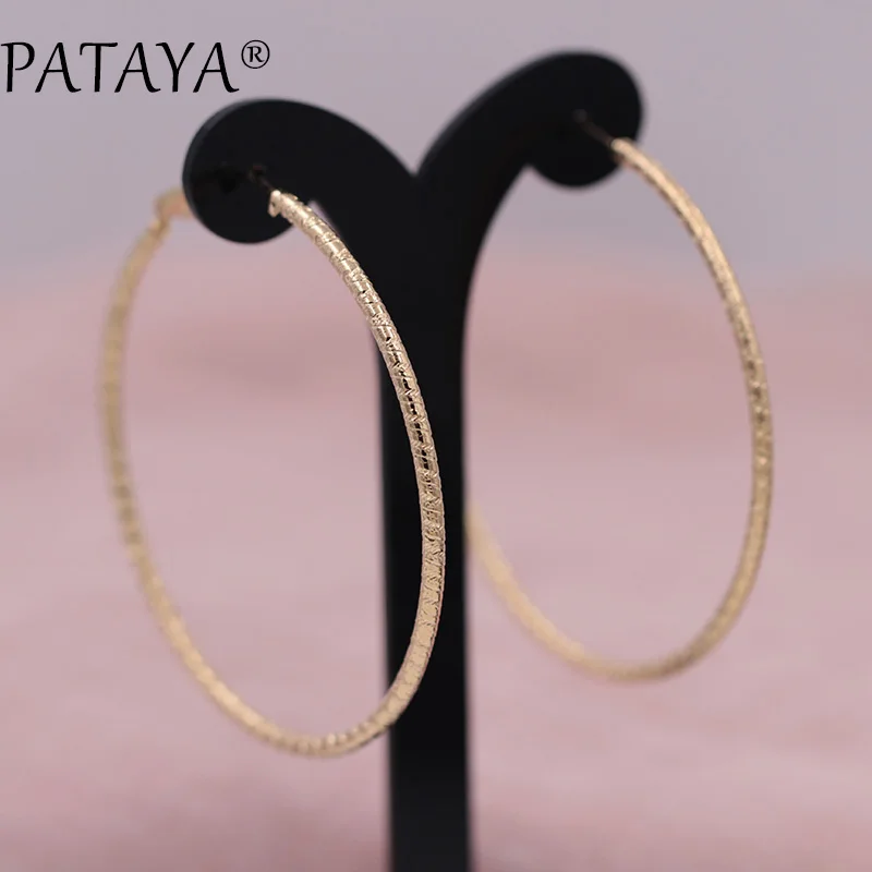 Серьги подвески PATAYA большие серьги из розового золота 585 пробы с винтовой