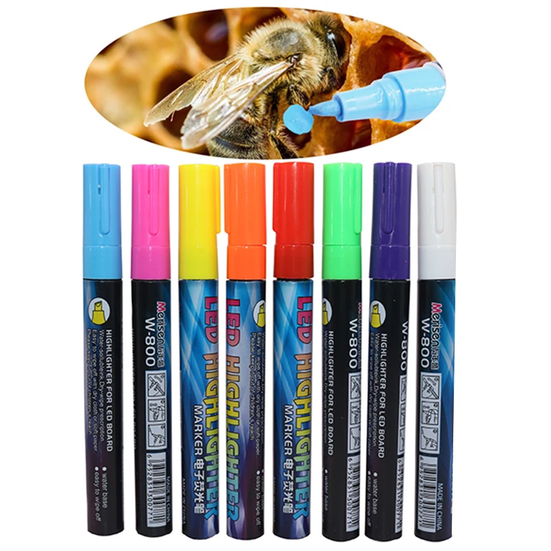 

Marker Pen LED Highlighter Marks Pen 135mm*4mm 8 Colors Optional Bevel Nib Paintbrush Beekeeping Queen Bee Tools 1 Pcs