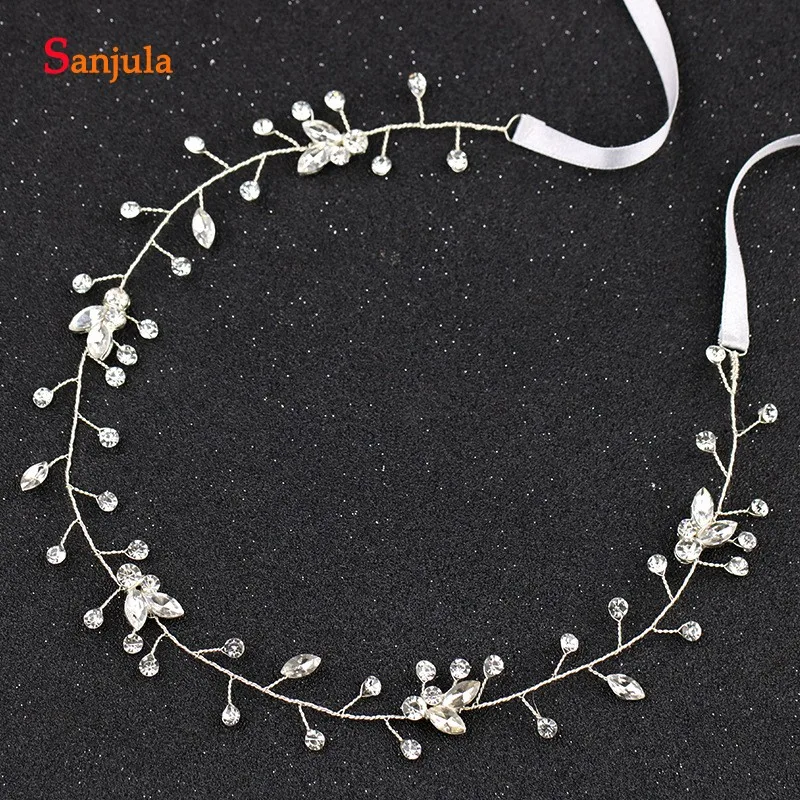 Блестящая серебряная цепь со стразами для невест ручная работа простая головная