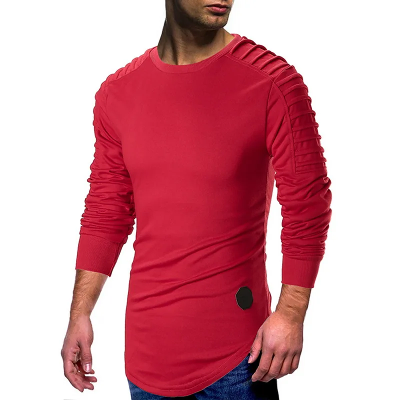 Мужская футболка с круглым вырезом LAAMEI хлопковая длинным рукавом и новинка 2019 |