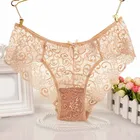 Женские сексуальные кружевные трусики, тонкое нижнее белье из хлопка с низкой талией, женское нижнее белье, прозрачные интимные трусики размера плюс