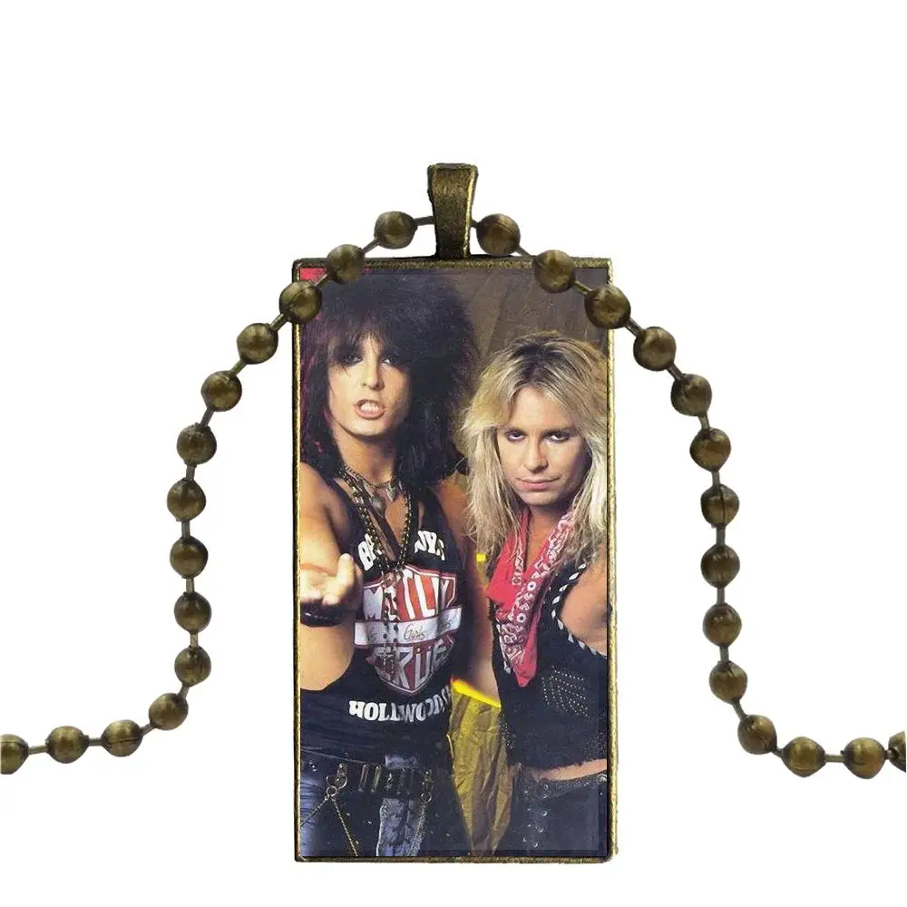 as picture EJ глазури для Для мужчин Для женщин с надписью Mötley Crüe Никки Сикс Стекло кулон Подвеска с изображением галактики Цепочки и ожерелья Для женщин бронза колье с покрытием ювелирные изделия - Окраска металла: as picture