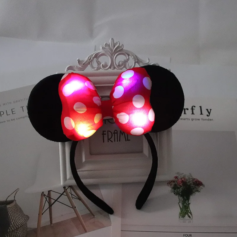 1PC LED headband Minnie Bows Ears luminous headband accessories flash children LED lights hair accessories colorful lights toys