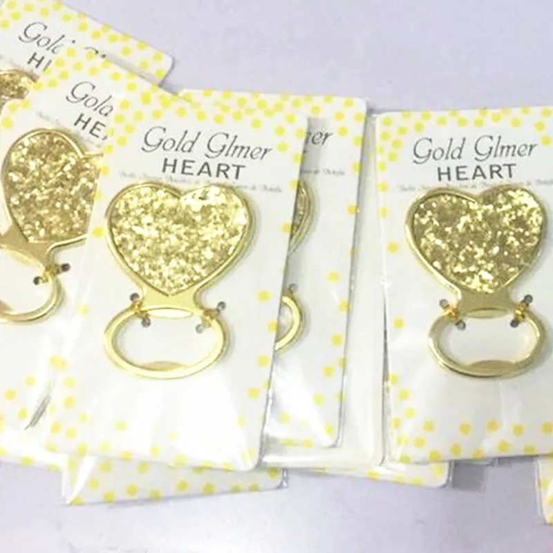 

wedding party favor gifts and giveaways for guests - Gold Glitter Heart Bottle Opener Bridal Shower Favor 60pcs/lot