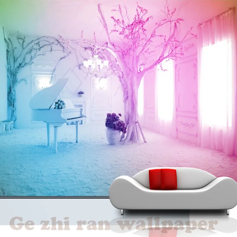 Gezhiran пользовательские фотообои 3D мечтательный розовый пианино Снежная сцена