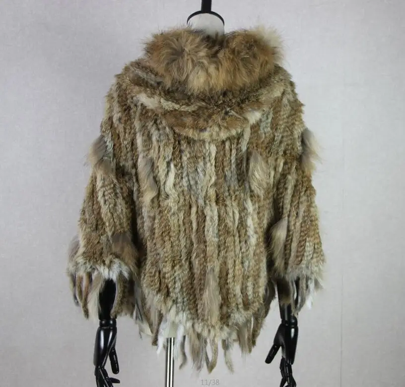 2019 новая коллекция Наилучшее качество реального трикотажные кроличий мех пончо