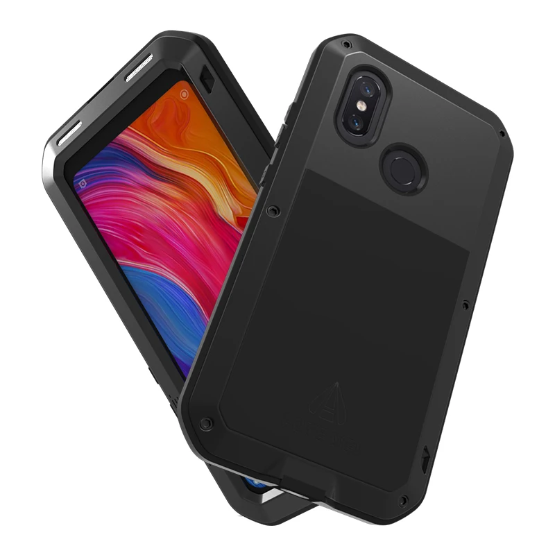 LOVE MEI Powerful Phone Cases for Xiaomi Mi 8 Mi8 Cover Heavy Duty Shockproof Case Silicone TPU Hard Metal Toughened Glass |