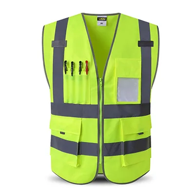 Светоотражающий жилет безопасности с карманами рабочая одежда Hi vis куртка - Цвет: 003-Yellow