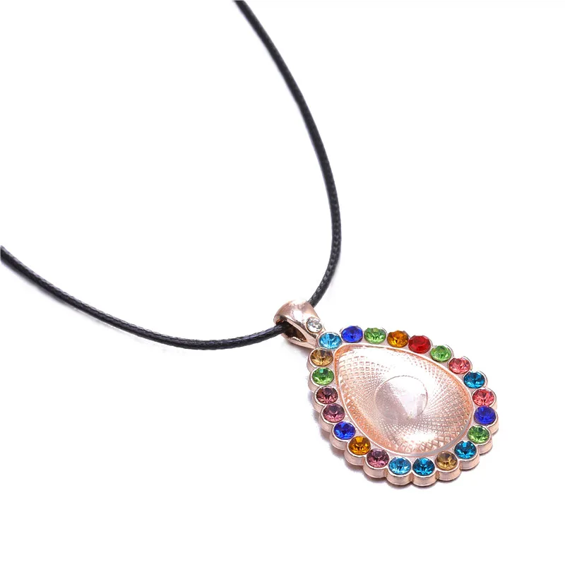 1/2/5pcs 18x25mm Water Droplets Colorful Brick Zircon Cabochon Tray Bezel With 45mm Leather Rope Necklace DIY Jewelry Making | Украшения и
