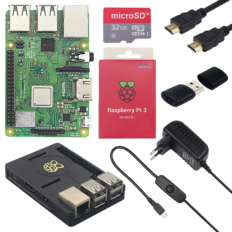 Оригинальный UK Raspberry Pi 3 Model B + Бортовой 2 4G & 5G Wi Fi Bluetooth 4 1 ГГц Quad core 64 разрядный