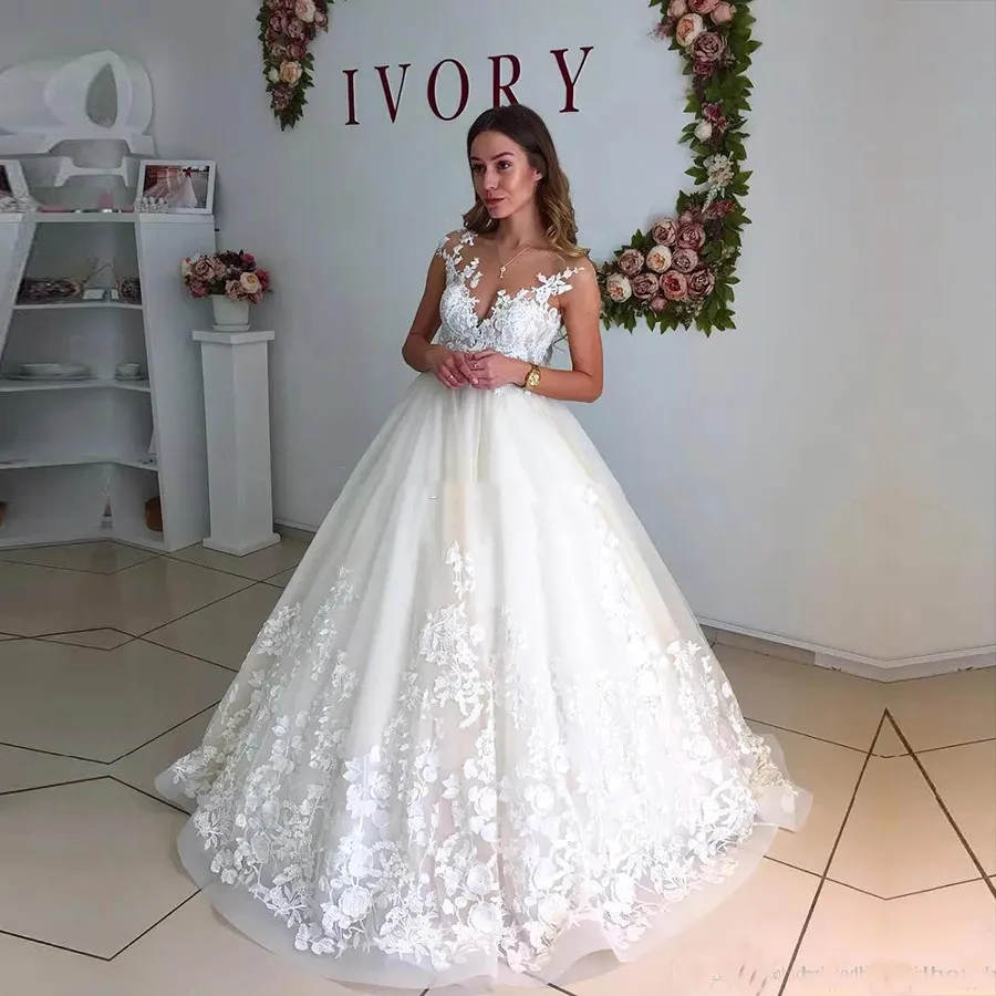 

Sexy Backless Lace Illusion Neck A Line Wedding Dresses 2022 Bridal Dress Robe De Marriage Cap Sleeves Wedding Gowns
