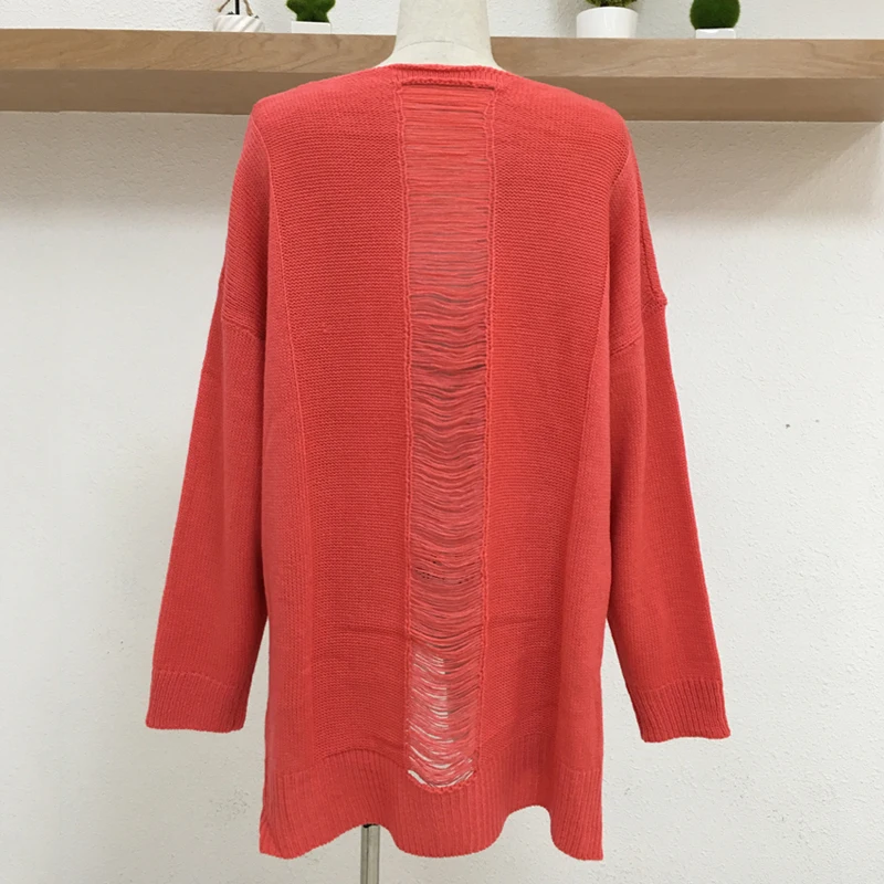 2018 Autumn Sweaters Batwing Sleeve Oversized Orange Sweater Winter Knitted Pullovers Women Sexy Back Hollow Out Jumper | Женская одежда