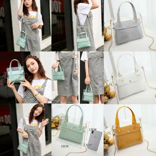 Женская прозрачная сумка из ПВХ однотонная Сумка желе на ремне ярких цветов лето