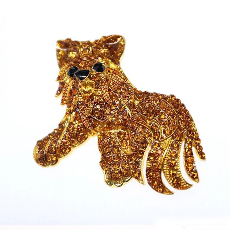 

30pcs/lot rhinestone fancy shiny gold plated cute poodle dog animal brooch pin/lapel pin for gift/party