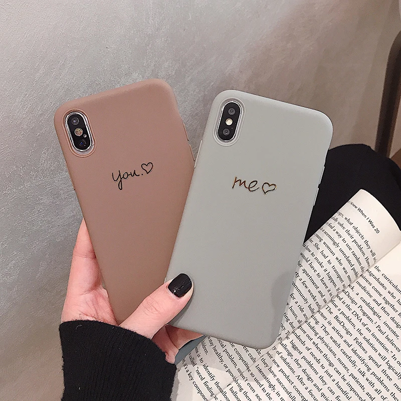 GlamPhone чехол простой золотой You Me коричневый серый чехол для телефона для iPhone X XS Max XR Мягкий ТПУ чехол для iPhone 7 8 6 6s Plus чехол