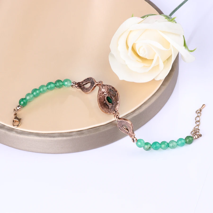 Популярные зеленые браслеты Kinel из натурального камня для женщин простые под