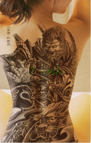 Водопереводная татуировка наклейка Китайский миф на всю спину красивая обезьяна