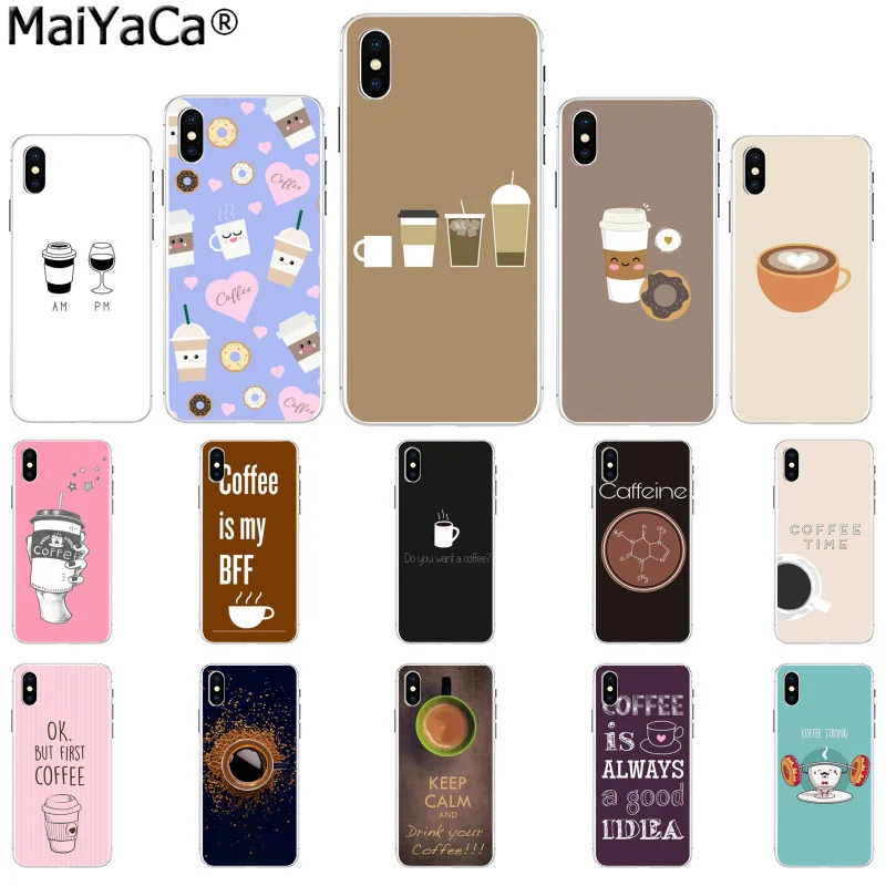 Мягкий чехол MaiYaCa для мобильного телефона из ТПУ с рисунком кофейной чашки и вина