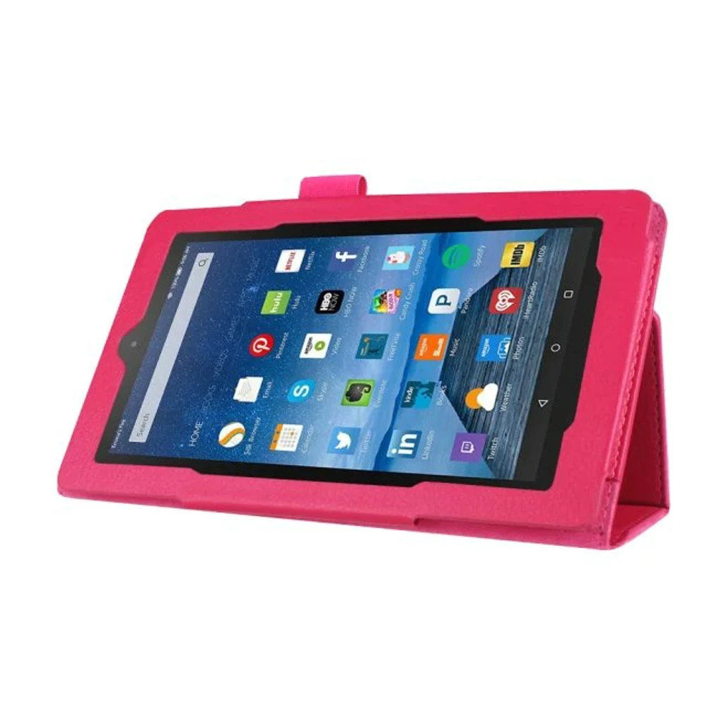 3в1 Роскошный кожаный чехол книжка + пленка стилус для Amazon New kindle Fire 7 HD7 &quot2015 5th 5 Gen