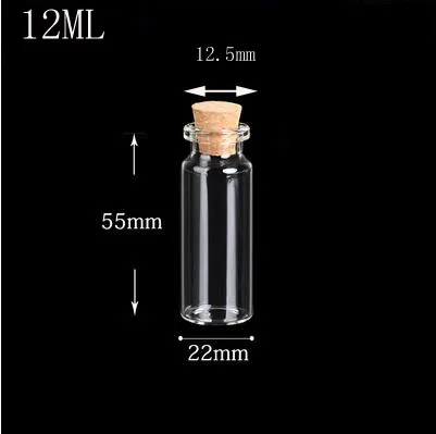 

100pcs 22*55mm Wholesale Mini Glass Bottle Empty Cork Wishing Vial Gift Pot Sample Jar Refillable Cosmetic Containers decoration