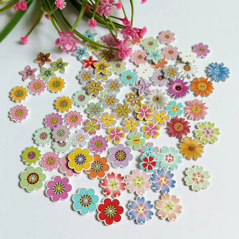 

50 шт./Лот, деревянные пуговицы с 2 отверстиями