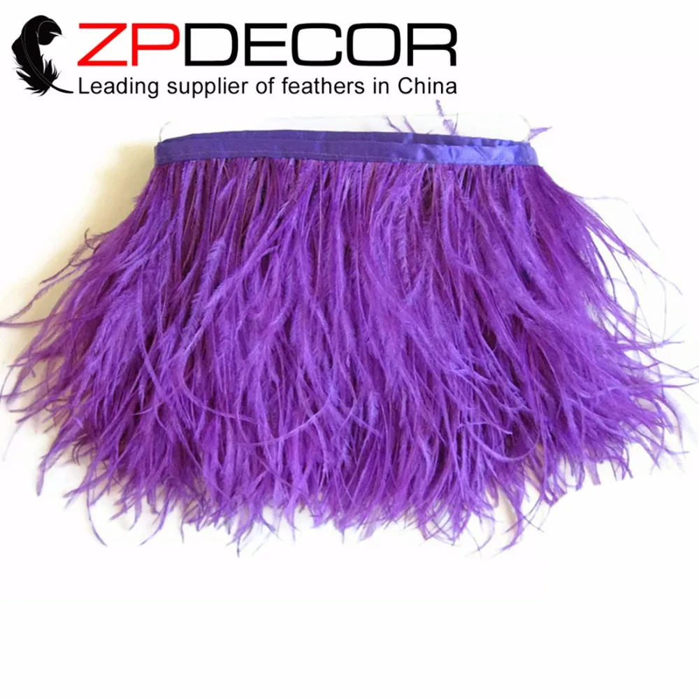 

ZPDECOR страусиные перья 10 ярдов/партия ручная работа лучшее качество фиолетовый Страусиная бахрома отделка перо для вечеринки костюм