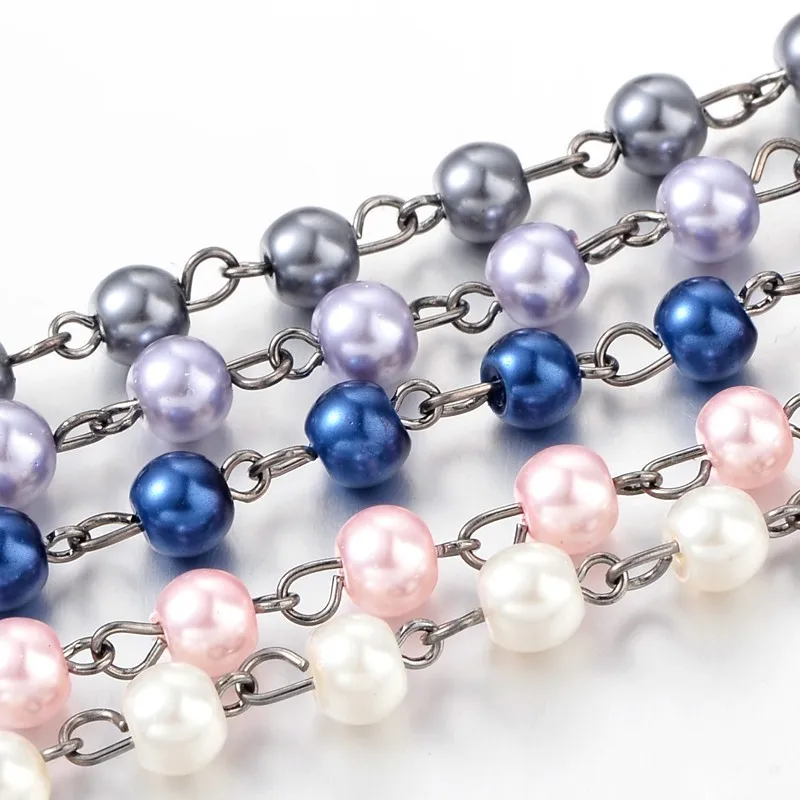 6 мм ручная работа стеклянные жемчужные бусы цепочки для ожерелья браслеты