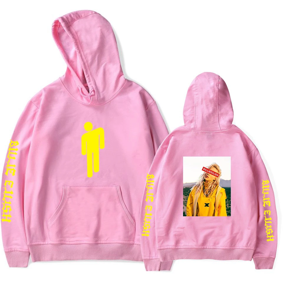 Popstar Billie Eilish с принтом двойная Толстовка для молодых людей отдыха