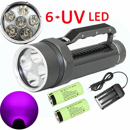 package B Мощный подводный 395nm фиолетовый светильник фонарик для дайвинга 6x УФ-светодиодный водонепроницаемый охотничий фонарь для поиска скорпиона/янтаря - Испускаемый цвет: package B