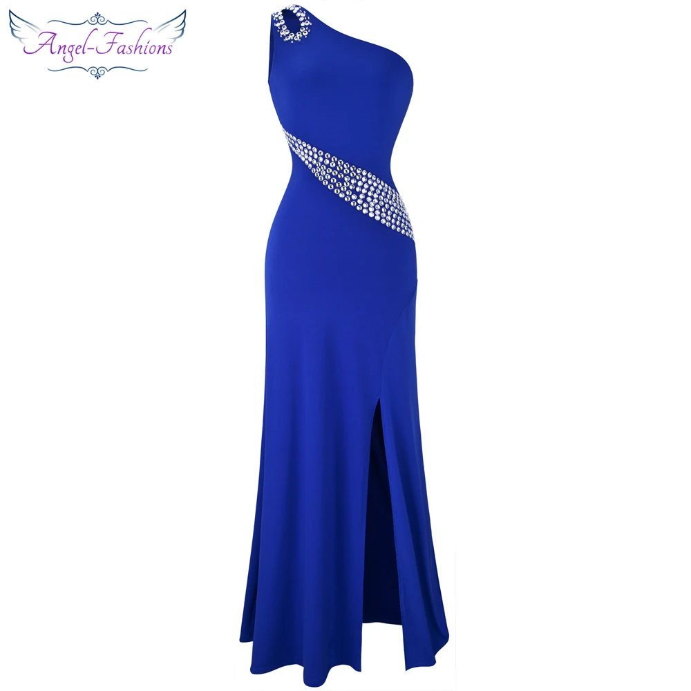 Angel-fashion аппликация на одном плече разрез Длинные вечерние платья Бисероплетение