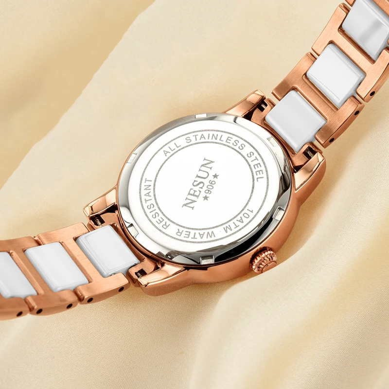 New Switzerland Nesun Women's Watches Luxury Brand Quartz Watch Women Six-leaf grass design Clock Diamond Wristwatches N9065-1 enlarge