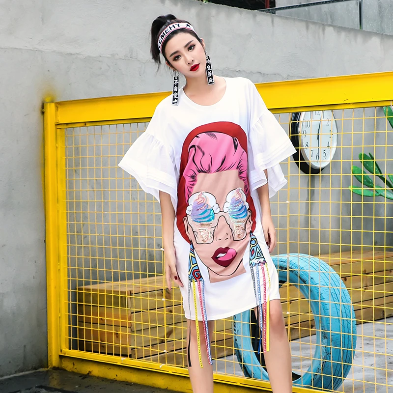 Модное женское весеннее летнее Новое хлопковое свободное платье с