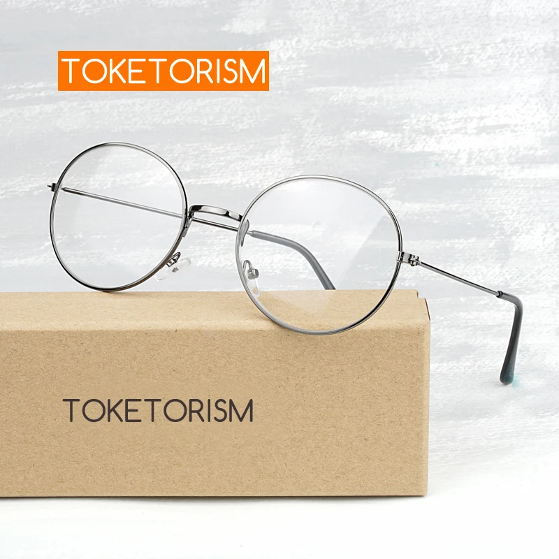 

Toketorism Retro round metal frame glasses with clear lenses men women fashion eyeglasses 9103
