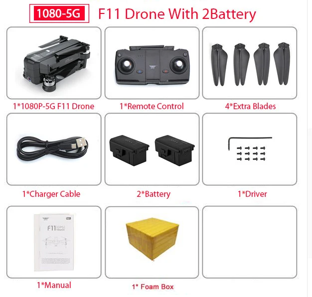 2BatteryFoamBox SJRC F11 gps Дрон с Wi-Fi FPV 1080P камера бесщеточный Квадрокоптер 25 минут управление временем полета складной Дрон Vs CG033 Z5 - Цвет: 2BatteryFoamBox