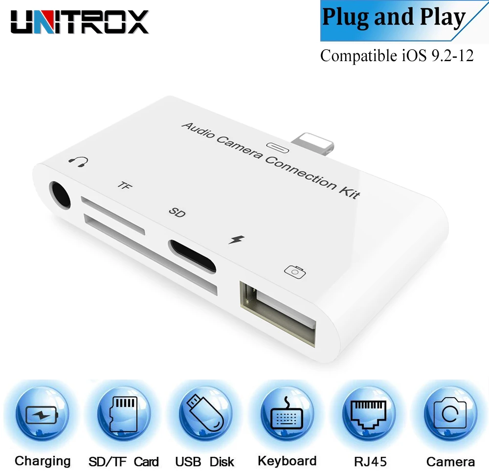5 в 1 комплект для подключения камеры Lightning к SD TF кардридеру USB 3 адаптер мм разъем
