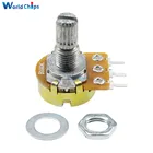 5 шт. 100K Ом WH148 B100K 3-контактный линейный потенциометр, вал 15 мм с гайками и шайбами