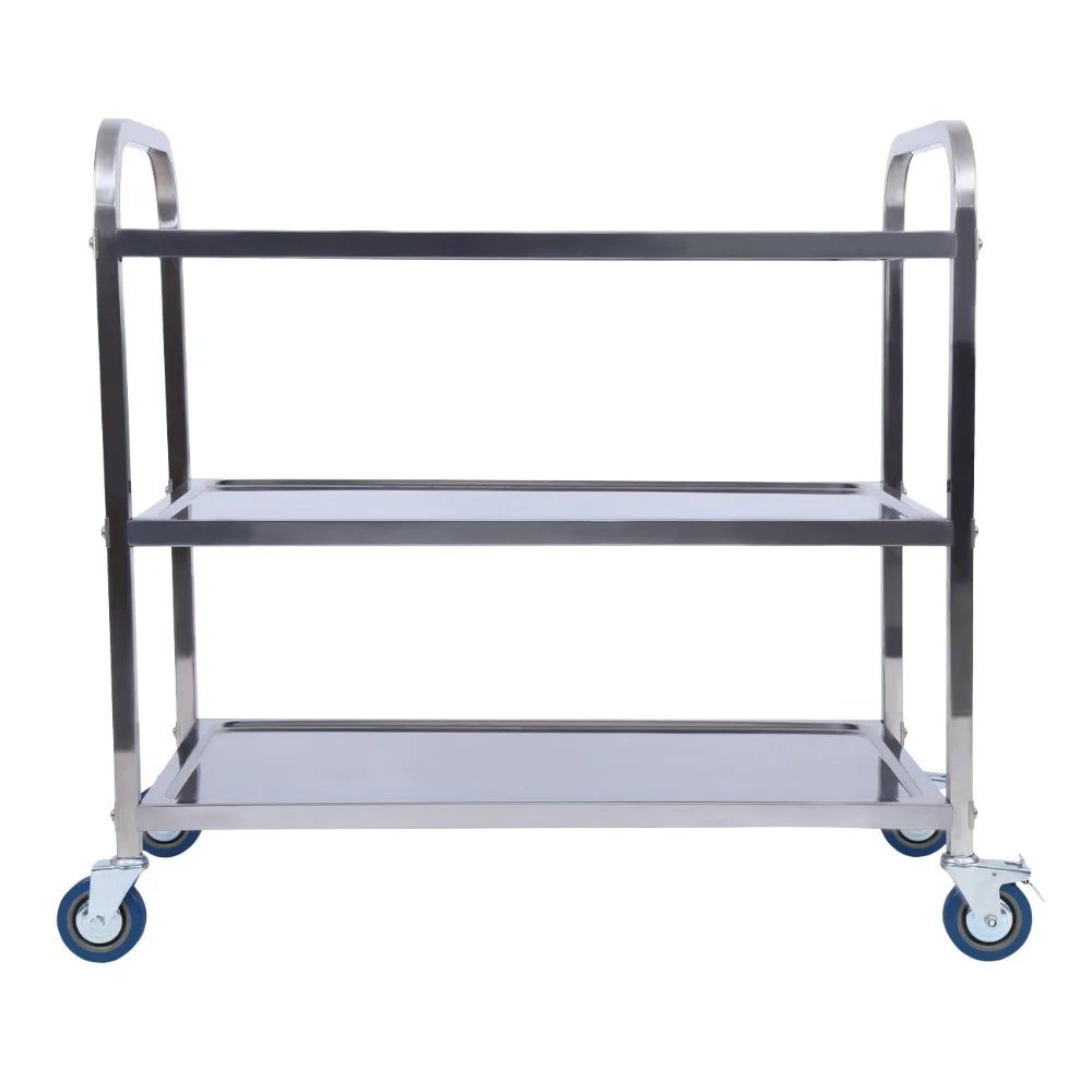 3 х ярусная вращающаяся тележка из нержавеющей стали для дома ресторана кухни